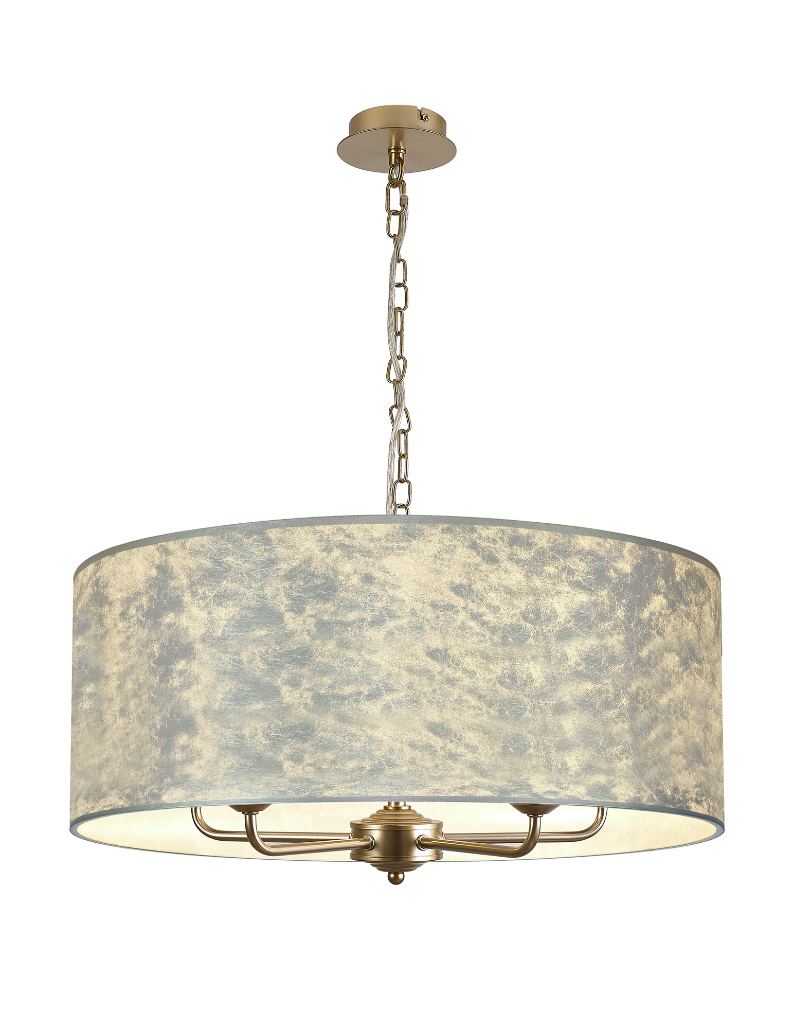 DK0986  Banyan 60cm 5 Light Pendant Champagne Gold, Silver Leaf